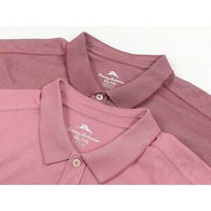 Tommy Bahama Polo Shirts Men's XXL Lot 2 Red Pink Casual Beach Cotton‎ Polyester